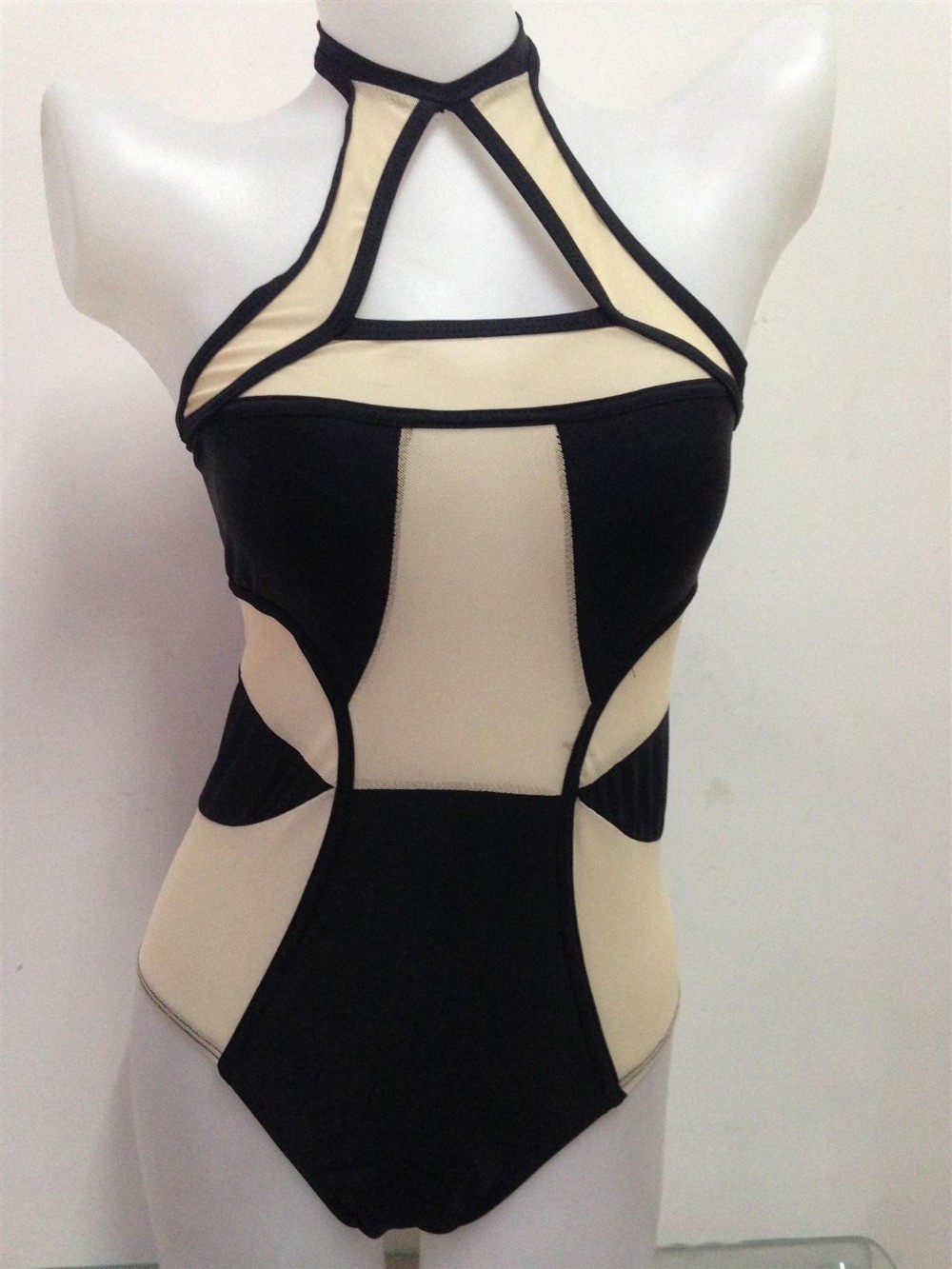 S-XL-2015-New-Black-Mesh-Cut-Out-High-Neck-Swimsuit-Exotic-Bathing-suits-Sexy-Mesh (1)