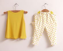 new 2015 children s clothing summer set child flower female vest polka dot harem pants kids