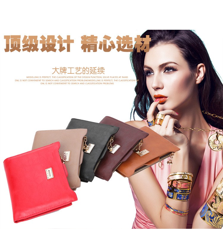 New Top Brand Fashion Zipper PU Leather Coin Card Holder Photo Holders Women Purse Wallet Female Purse Wallets 