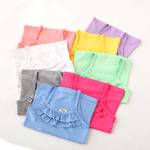 2015 New Arrival Baby Girl Summer Candy Colors Lace Sleeveless Cotton T shirt Vest B647