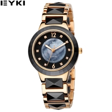 EYKI Black Gold Ceramic Women Watches 30 Meters Water Resistant Reloj Mujer Marcas Famosas Luxury Ladies Watch EMOS8635