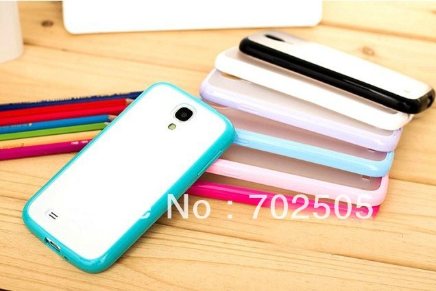 TPU Bumper Frame Matte Hard PC Cover Case for samsung galaxy s4 I9500 mobile phone cases 100PCS