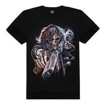 Men T-Shirt 2015 New Fashion Brand Tshirt Clothing Skull Gun Print Cotton Causul Mens Men’s 3D T-Shirts Hip Hop Short T Shirts