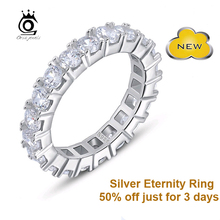 Luxury Austrian Crystal Finger Eternity Ring with AAA Cubic Zirconia 925 Sterling Silver Ring on Platinum