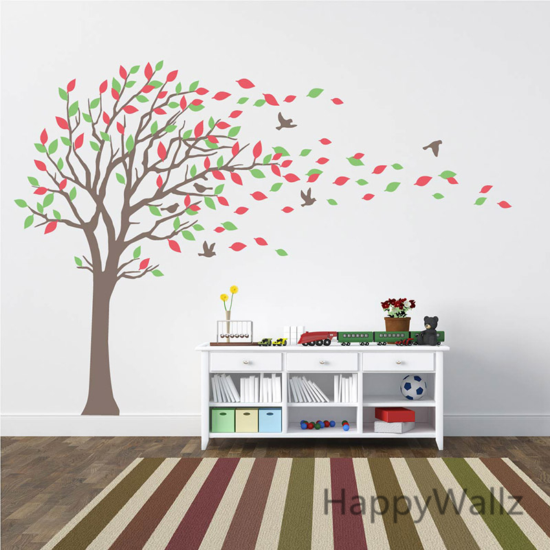 Large Tree Wall Stickers Baby Nursery Tree Wall Decals Leaves Birds