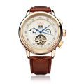 JARAGAR Brand Automatic Mechanical Tourbillon Flywheel Leather Watch Gift Box Relogio Releges 2016 New Free Shipping