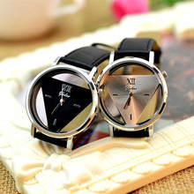 2015 Classic Luxury Casual watch Inverted triangle Leather Quartz Are hollow Watches School Gift decor wristwatches Clock series