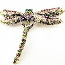 2016 New Fashion Summer Jewelry Accessories Brooch For Girl Vintage Lovely Dragonfly Crystal Scarf Lapel Pin Brooches For Women