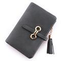 Succinct Retro Nubuck Small Wallet Women Korean Style Fashion Metal Belt Buckle Clutch Bag Tassel Trendy