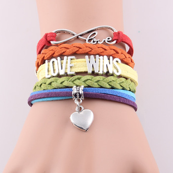 Infinity LOVE WINS LGBT bracelet heart charm Awareness bracelets & bangles wedding bracelet for lovers gift men women jewelry