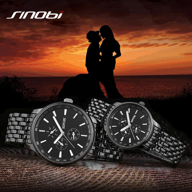 Sinobi new luxury lovers Fashion watches men women watches luxury brand Steel strap quartz watch men