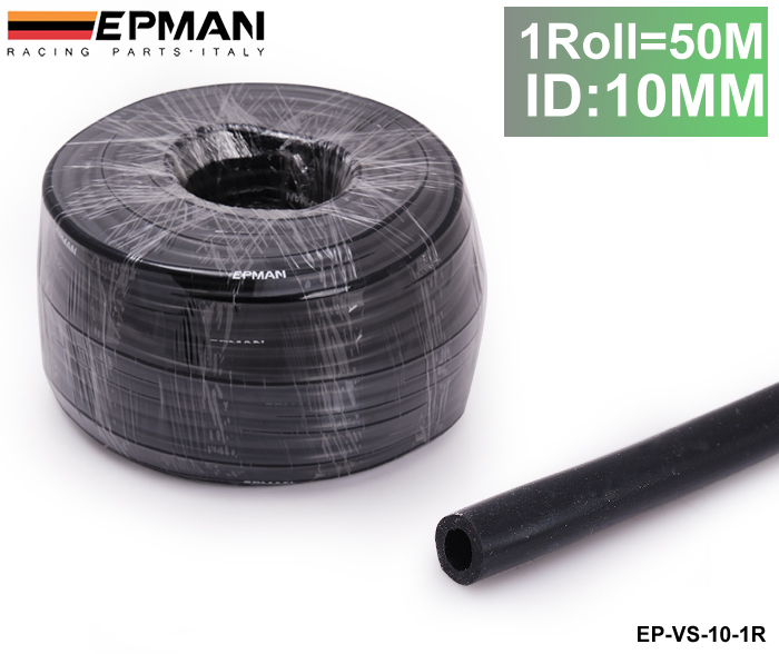 Autofab - Epman 50 м ID : 10 мм силиконовые кремния вакуум шланг турботаймер самосвал радиатор резиновый воздуха 220vac черный EP-VS-10-1R