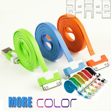 2016 New Arrival 1m 2m 3m colorful flat noodle usb sync charger data cable for iphone