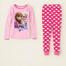 2-7 Years Fashion Cartoon Kids Pajama Snow Queen Anna Elsa Baby Girls Sleepwear Clothing Sets Long Sleeve Pijama Fille Enfant