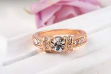 1PCS Free Shipping Delicate Austrian Crystal Ring for Ladies Gold Plated Jewelry Wholesale