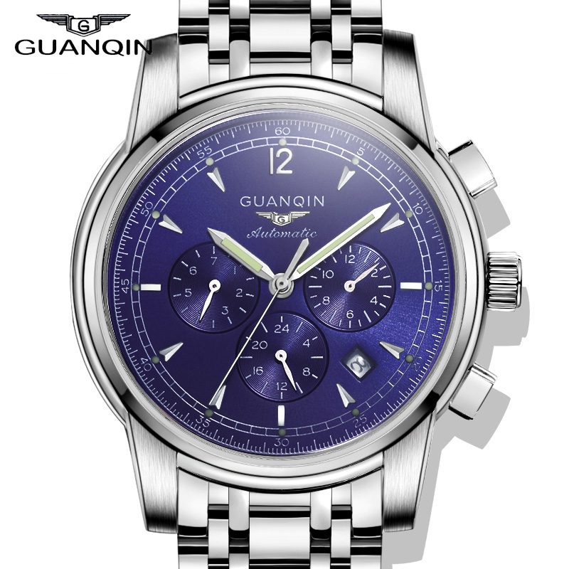 Watches Men Luxury Brand GUANQIN Waterproof Automatic Mechanical Watch Stainless Steel Luminous Clock Men relogio masculino