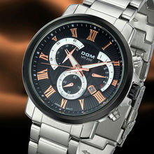 DOM men authentic business waterproof luminous steel belt multi-function watch