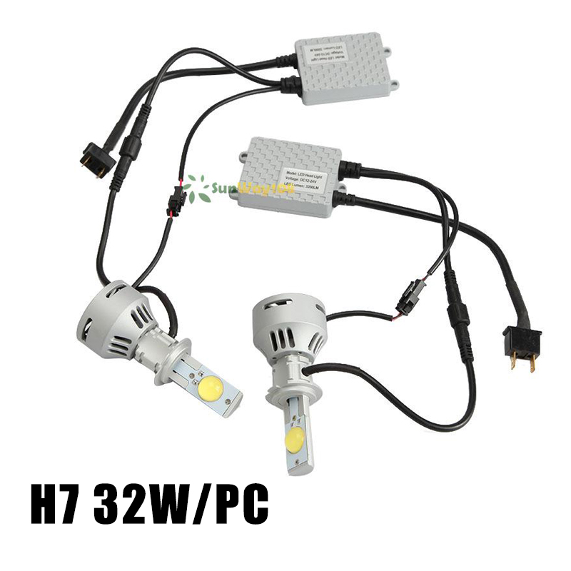 2PCS 32W H7 LED Headlight Bulbs High Power CREE 3200lm White 6500K Car Led Head lamp Bulb