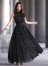Polka Dots Long Maxi Chiffon Dress