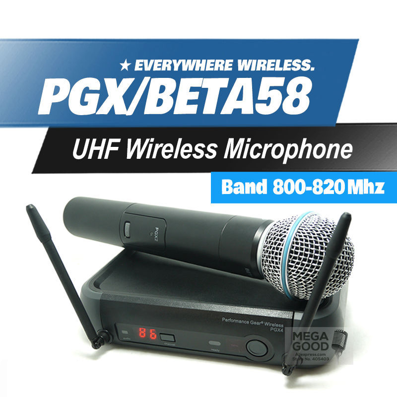 Free shipping by China post PGX  PGX24 / BETA 58  WIRELESS MICROPHONE UHF  vocal microfone system with 3 pin handheld MIC