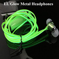 EL Glow in the Dark Metal Earphones 3 5mm Stereo Bass Earphone With MIC Rechangeable EL