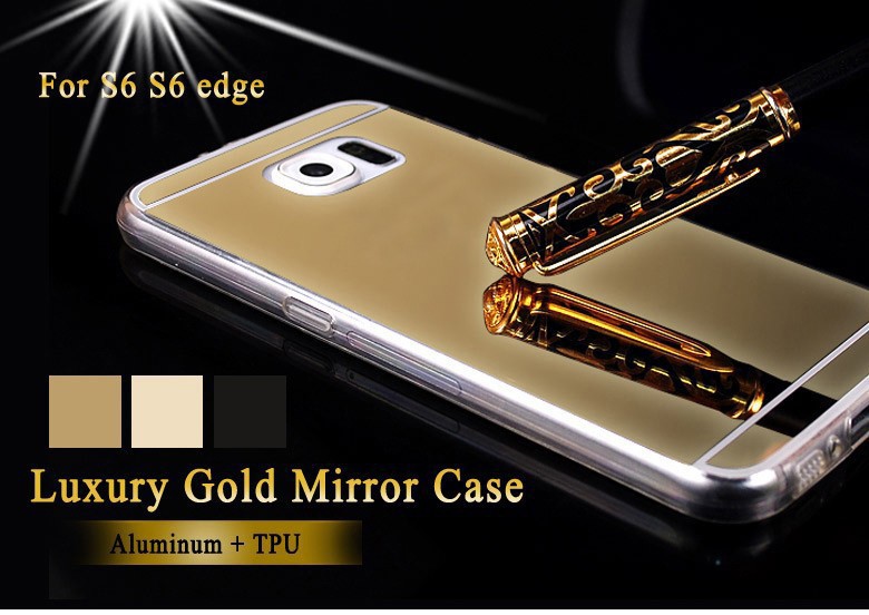 for samsung galaxy s6 s6 edge Luxury Bling Mirror Metal Aluminum Clear Silicon phone case cover (1)
