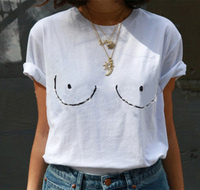 New 2015 women sexy smile dot print joke white for female top tee t-shirt s m l xl xxl xxxl