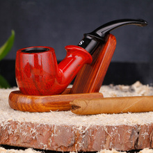 Retro Red Bakelitey Wood Smoking Pipe Bent Handmade Red Tobacco Pipe Smoking Pipes Send Smoking Set