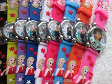 Envío gratis 10 unids/lote silicona rosa Cute Frozen reloj de la historieta 3D de dibujos animados niños chicas relojes cuarzo regalo encantador