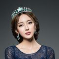 European Baroque crown hair ornaments retro bride wedding hair jewelry blue crystal tiara wholesale