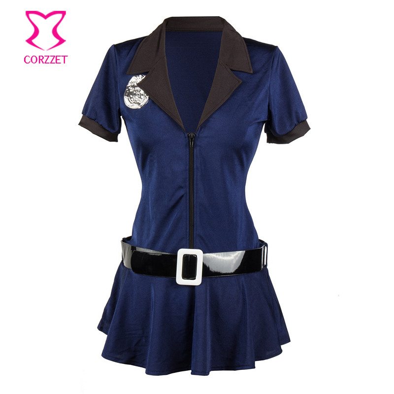 Adult Women Plus Size 3xl Sexy Police Costume Halloween Cosplay Cop