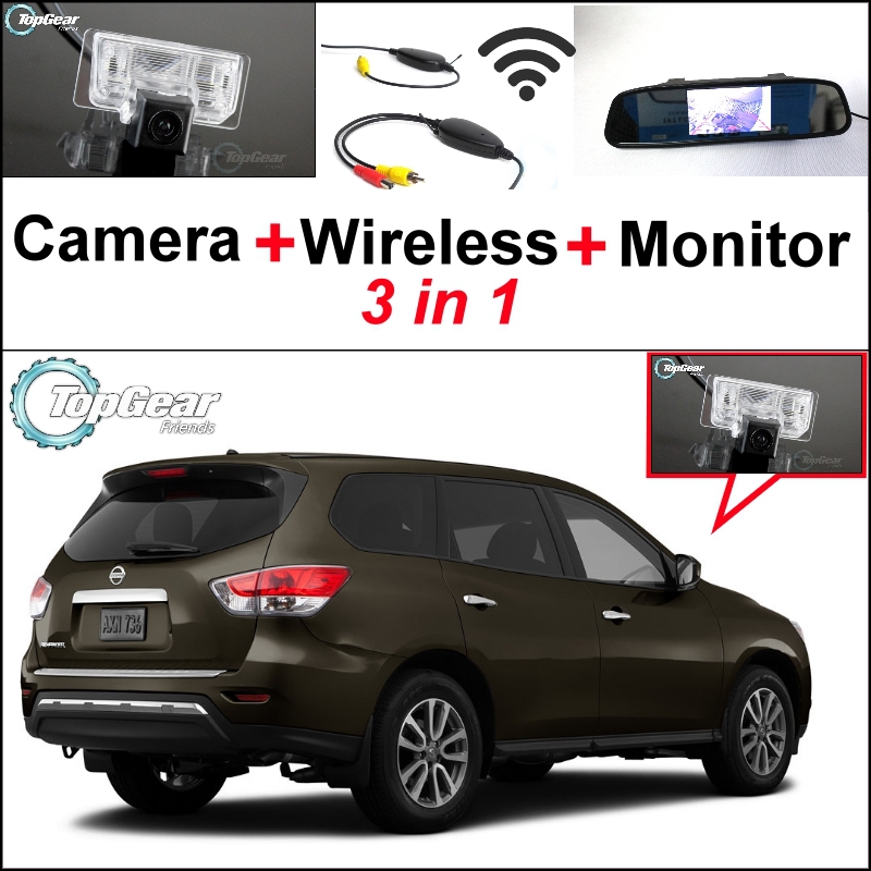 3 in1 Special Rear View Camera + Wireless Receiver + Mirror Monitor Back Up Parking System For Nissan Pathfinder R51 2005~2014
