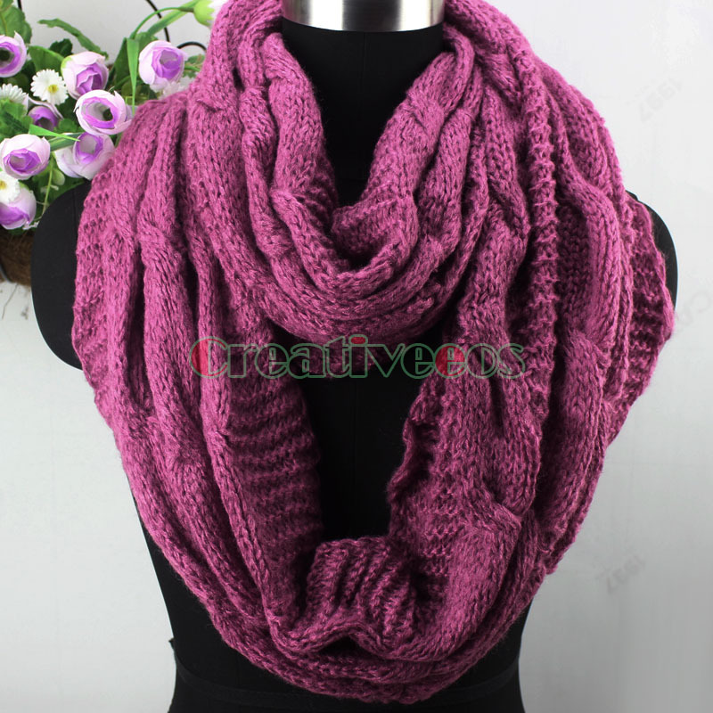 New Women Girl s Winter Warm Soft Thick Wool Knit Infinity 2 Loop Cowl Eternity Endless
