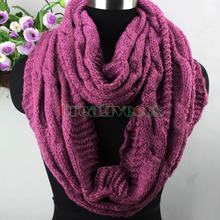New Women Girl s Winter Warm Soft Thick Wool Knit Infinity 2 Loop Cowl Eternity Endless