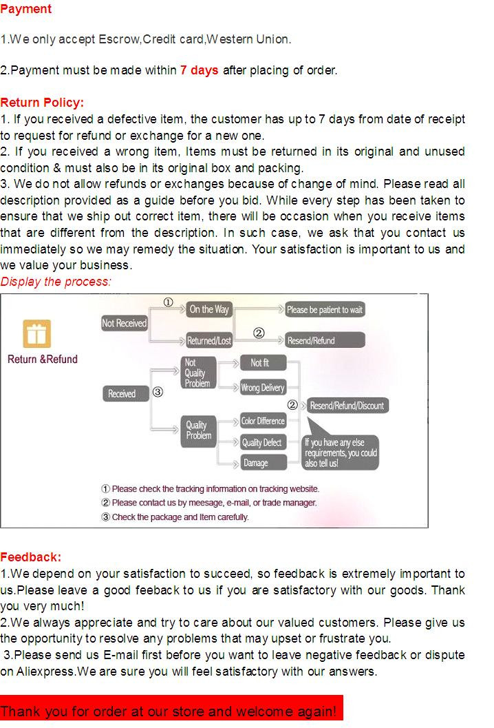 Return，Payment，Feedback