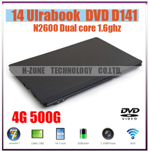 Brand New cheap ultrabook laptop  notebook pc Intel Atom D2500 1.86Ghz dual core 4GB DDR3 500GB HDD Webcam  DVD-ROM Freeshipping