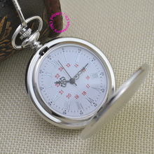 new fashion silver quartz men pocket watch man arabic roman number fob watches smooth surface hour