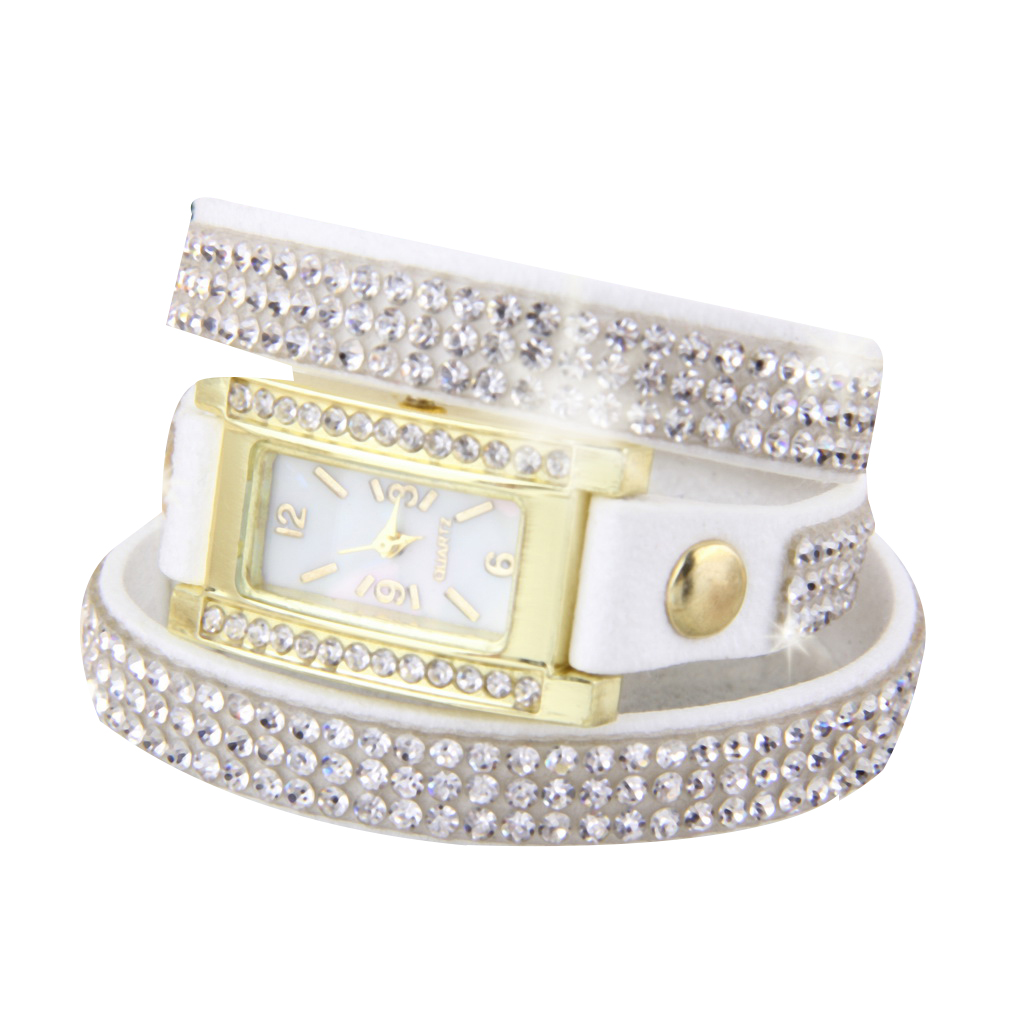 1pcs 2015 New Fashion Women s Vintage Square Dial Rhinestone Weave Wrap Multilayer Leather Bracelet Wrist
