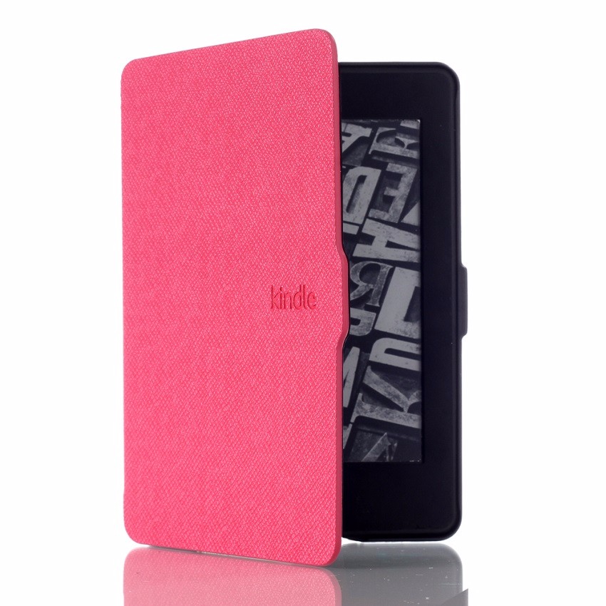 rose color cross line PU leather kindle paperwhite 2015 cases (2)