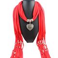 New Design 180 40CM Women Winter Heart Gemstone Necklace Solid Scarf Lady Tassel Warm Scarves N17