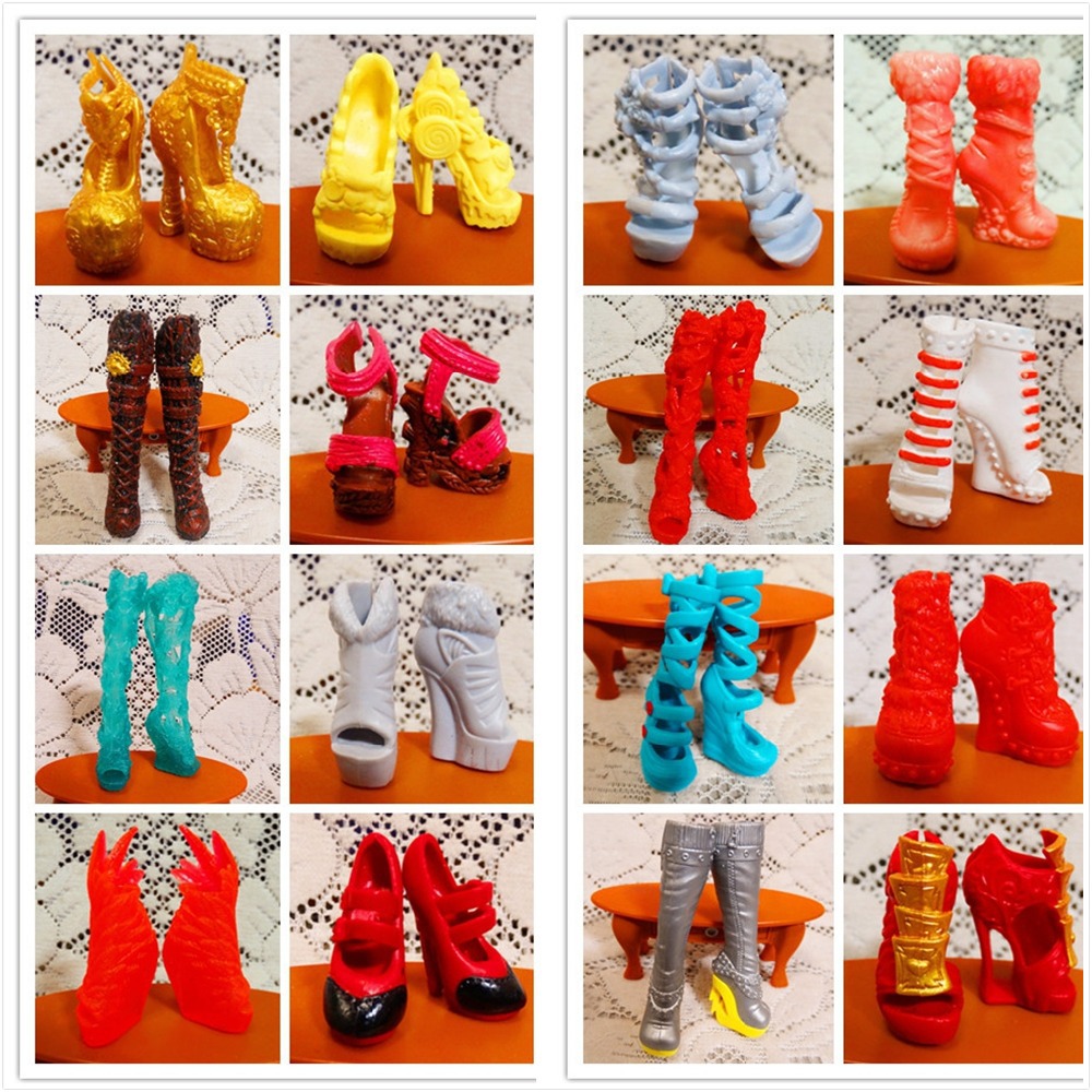 SALE 10Pairs Lot Free Shipping Fashion Shoes For Monster Dolls Beautiful High Heels Monster Doll Sandals