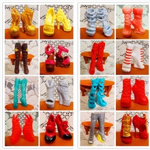 SALE 10Pairs/Lot Free Shipping Fashion Shoes For Monster Dolls Beautiful High Heels Monster Doll Sandals Boots Mixed-Style Shoes