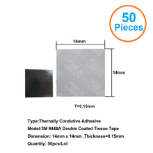50pcs/lot 3M 14x14mm Thermally Conductive Adhesive Transfer Tapes thermal pad double sided tape for heat sink heatsink radiator