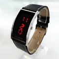 Ultrathin Black Digital Wristwatch LED Watch For Ladies Leather Bracelet Unisex