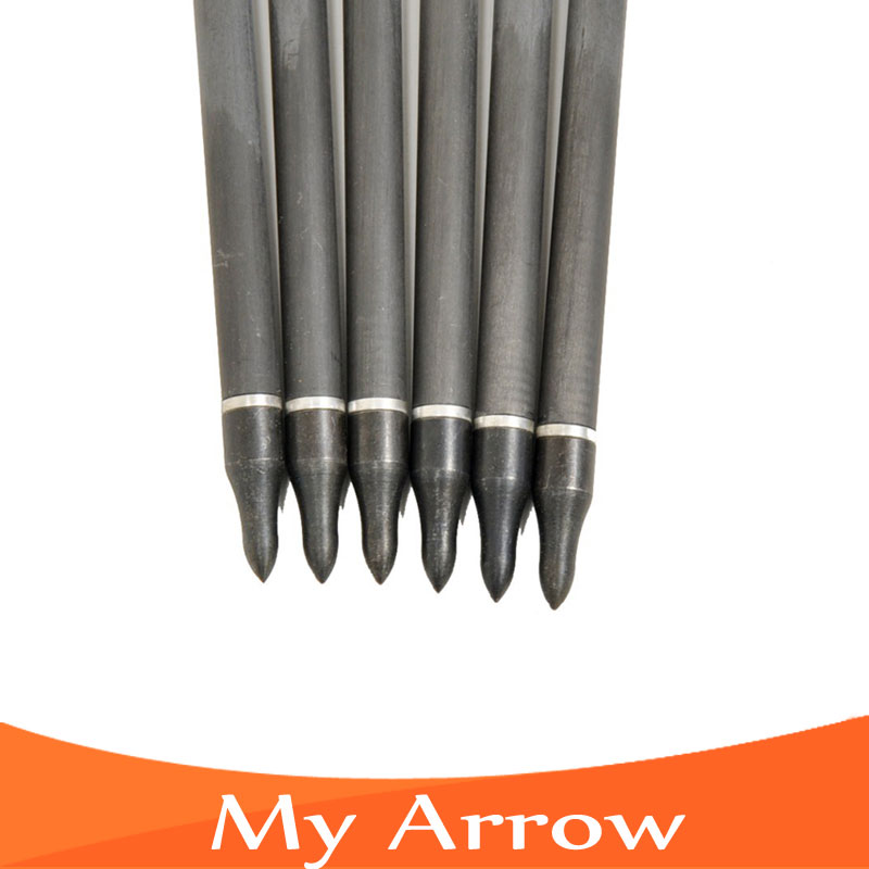 Wholesale 6pcs lot Replaceable Arrowhead 30 Length Carbon Arrow 500 Spine Hunting Or Practice Archery For