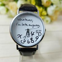 New Design Women Vogue I am Late Anyway Letters Print Quartz Watch Men Dress Hour Clock Relogio Feminino Wholesale Montre