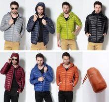 Down Parka Men 2016 Spring Hooded Duck Down Coat Ultra Light Male Winter Warm Jacket Warm Solid Down Snow Wear Black Plus XXXL