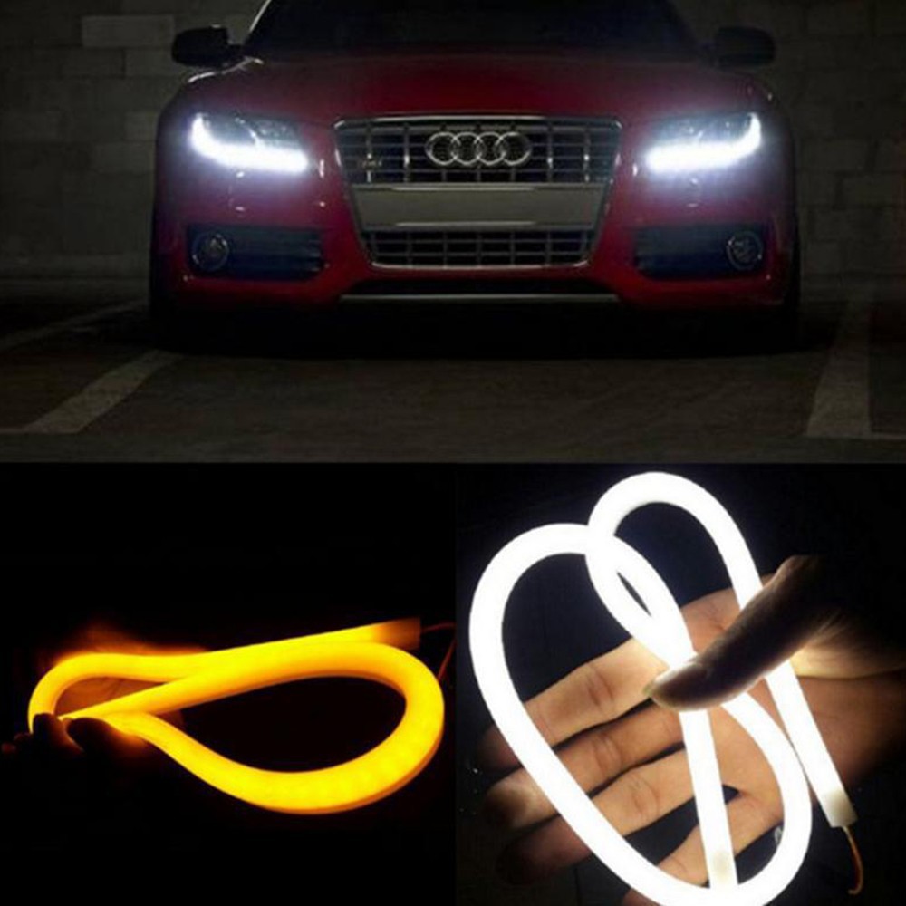 A-Pair-2x60cm-White-And-Yellow-Amber-Tube-Switchback-Headlight-Car-LED-Strip-For-Audi-Style