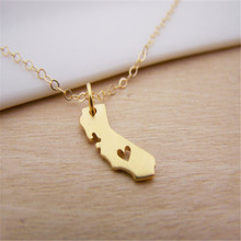 America State Necklaces With Heart DIY Map pendant Necklace California State Pendent & Necklace