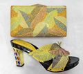 Wonderful summer design Italy Fashion yellow color Shoes And Bags To Match For African Party Or